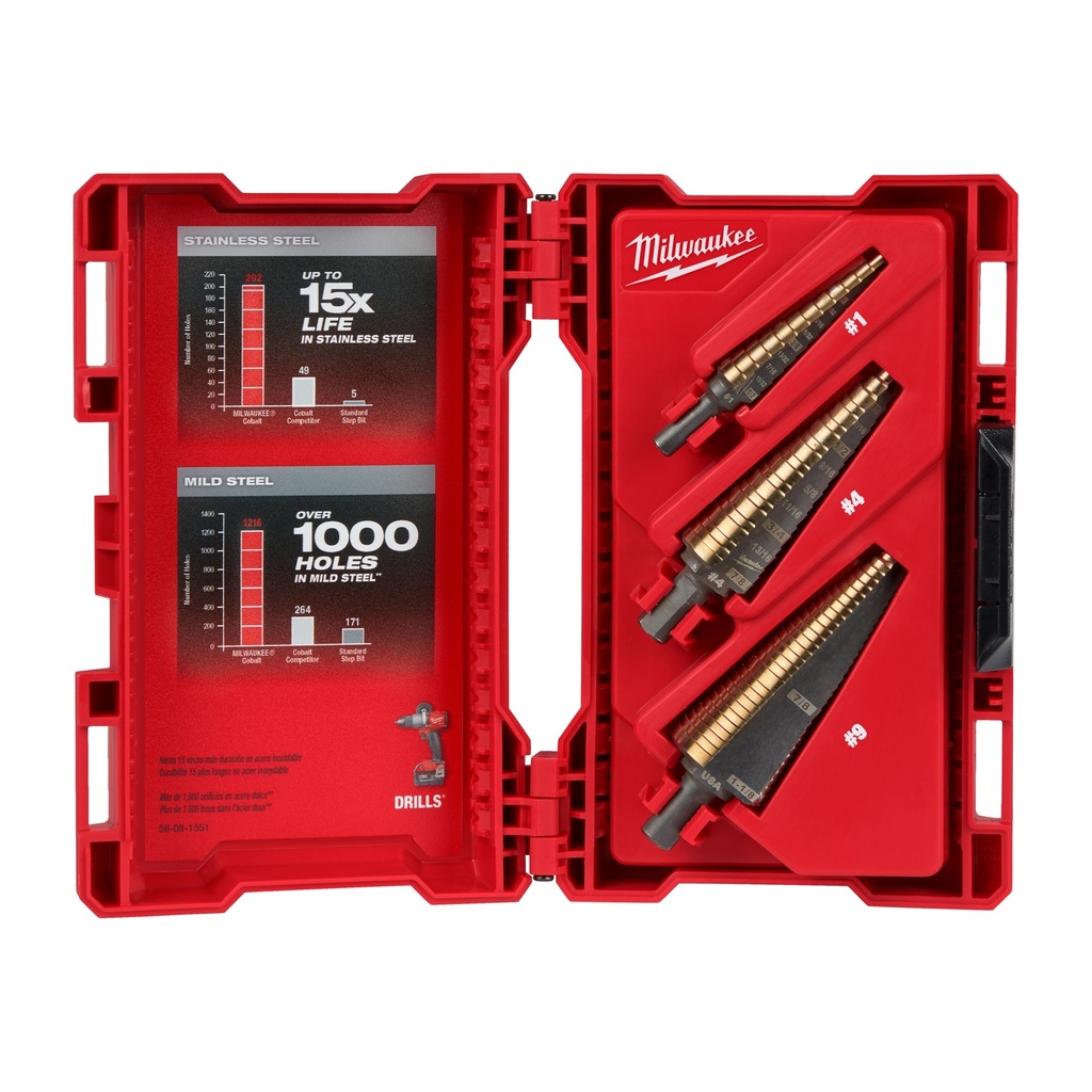 Milwaukee 48-89-9291 Cobalt Step Bit Kit (3PC)