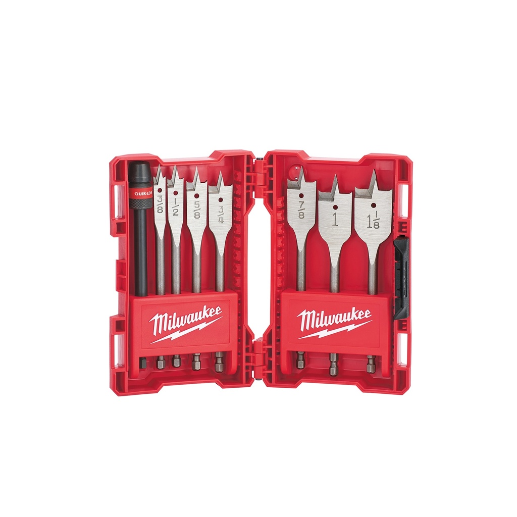 Milwaukee 49-22-0175 Flat Boring Bit 6" Universal Set - 8PC