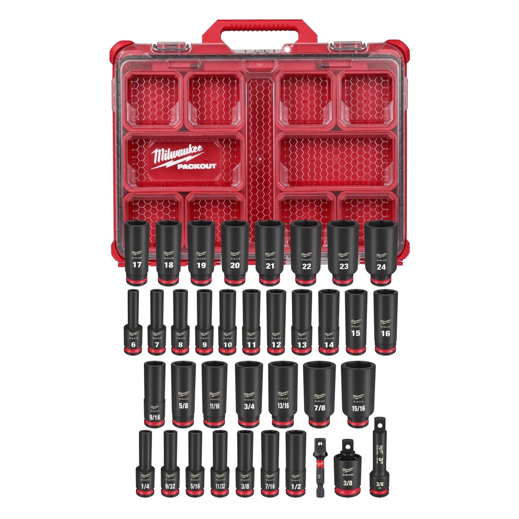 Milwaukee 49-66-6805 36PC SHOCKWAVE™ Impact Duty Socket 3/8” Drive Set with PACKOUT™