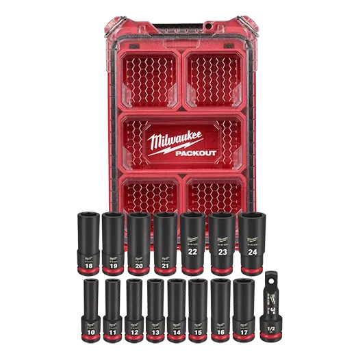 Milwaukee 49-66-6803 16PC SHOCKWAVE™ Impact Duty Socket 1/2” Drive 16PC MM Set with PACKOUT™