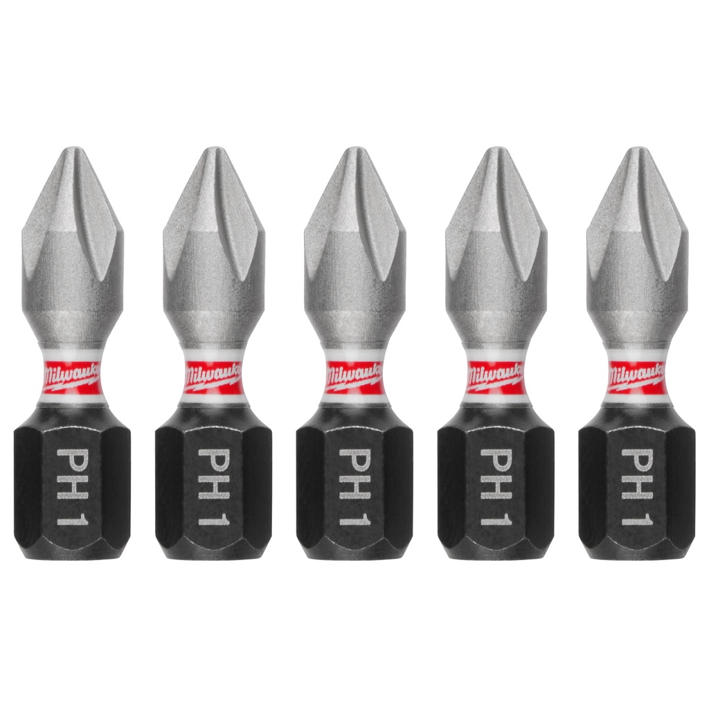 Milwaukee 48-32-4661 SHOCKWAVE™ Impact Duty 1" Phillips #1 Insert Bits (5 PK)