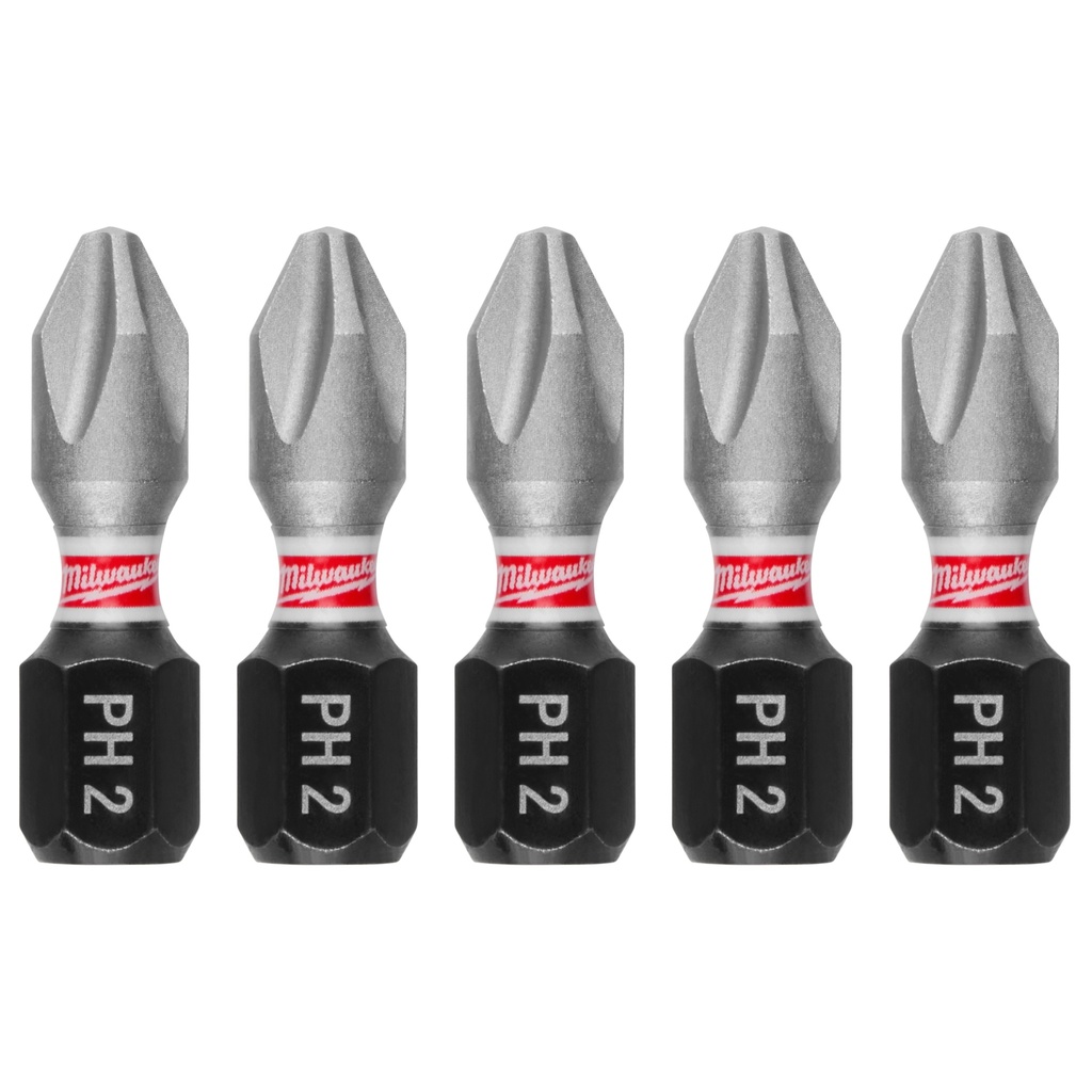 Milwaukee 48-32-4601 SHOCKWAVE™ Impact Duty 1" Phillips #2 Insert Bits (5 PK)