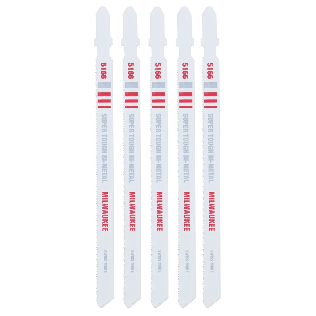 Milwaukee 48-42-5166 5-1/4" 24TPI T-Shank Metal Cutting Bi-Metal Jig Saw Blades (5 PK)