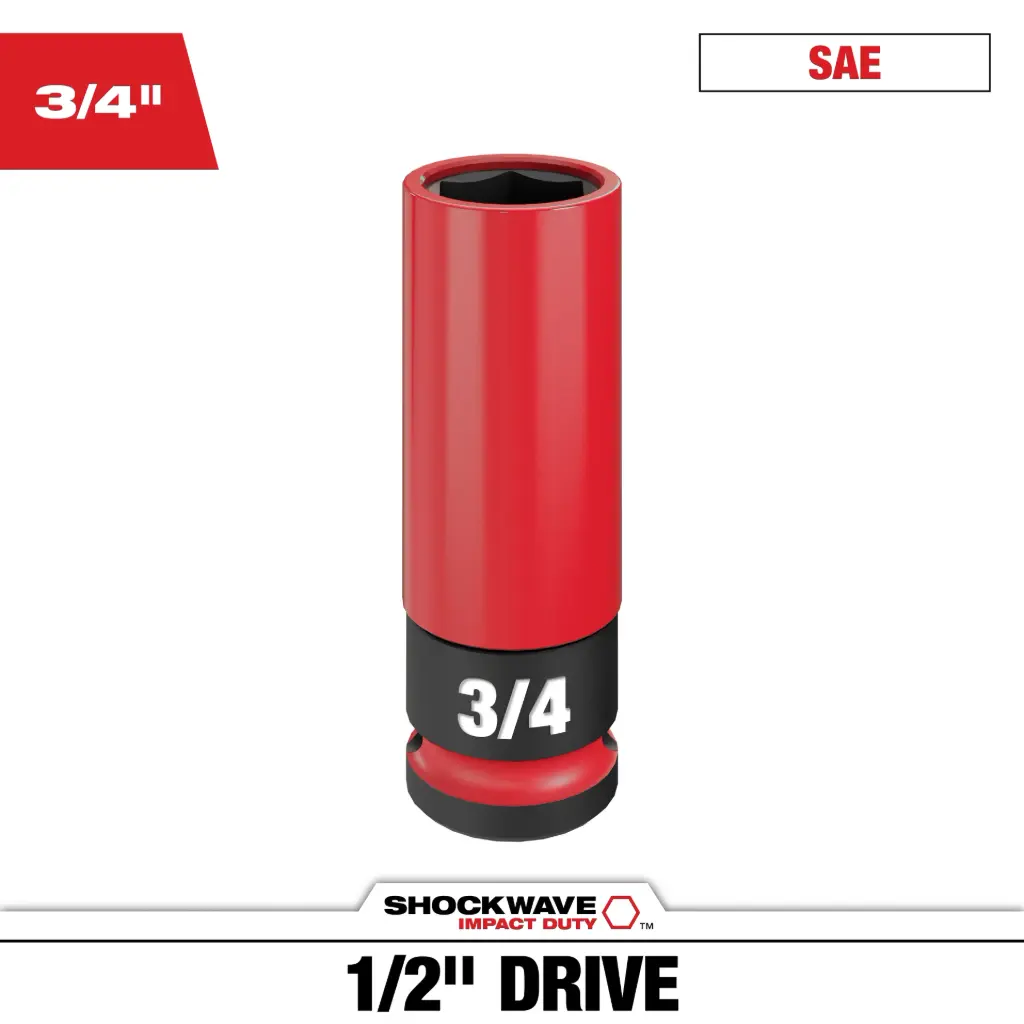 Milwaukee 49-66-7810 SHOCKWAVE™ Impact Duty 1/2" Drive 3/4" SAE Lug Nut Wheel Socket