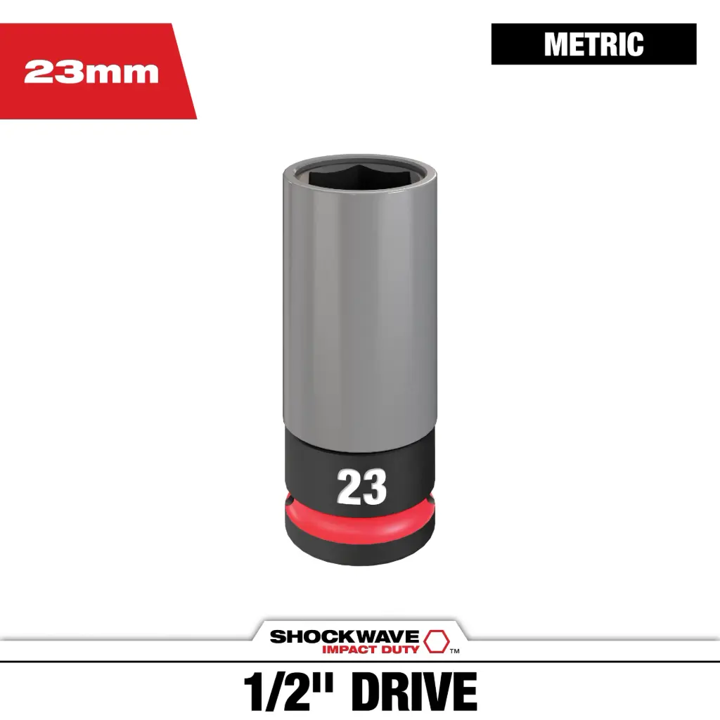 Milwaukee 49-66-7808 SHOCKWAVE™ Impact Duty 1/2" Drive 23MM Metric Lug Nut Wheel Socket