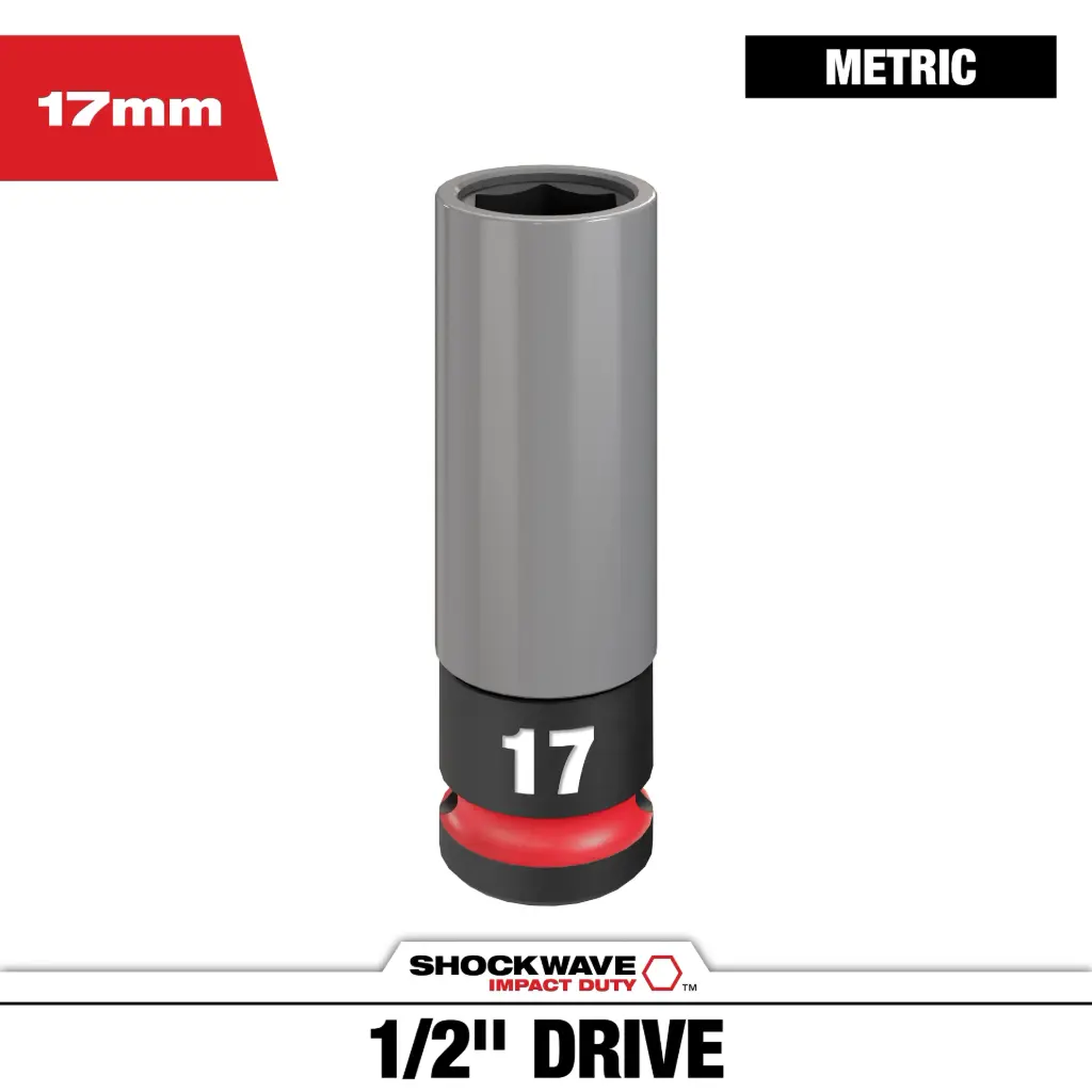 Milwaukee 49-66-7802 SHOCKWAVE™ Impact Duty 1/2" Drive 17MM Metric Lug Nut Wheel Socket