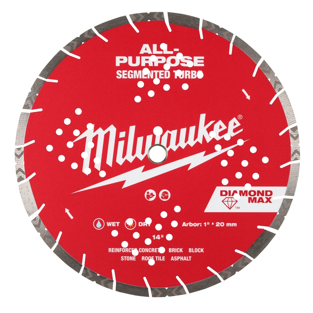 Milwaukee 49-93-7140 14" DIAMOND MAX™ All-Purpose Segmented Turbo Diamond Blade
