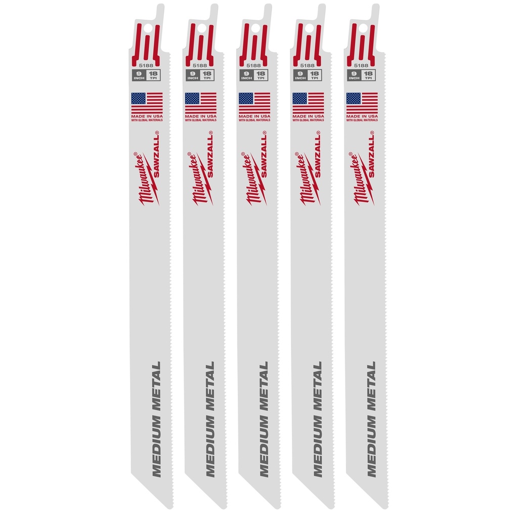 Milwaukee 48-01-2188 9" 18 TPI SAWZALL® Blade for Medium Metal Bulk 25
