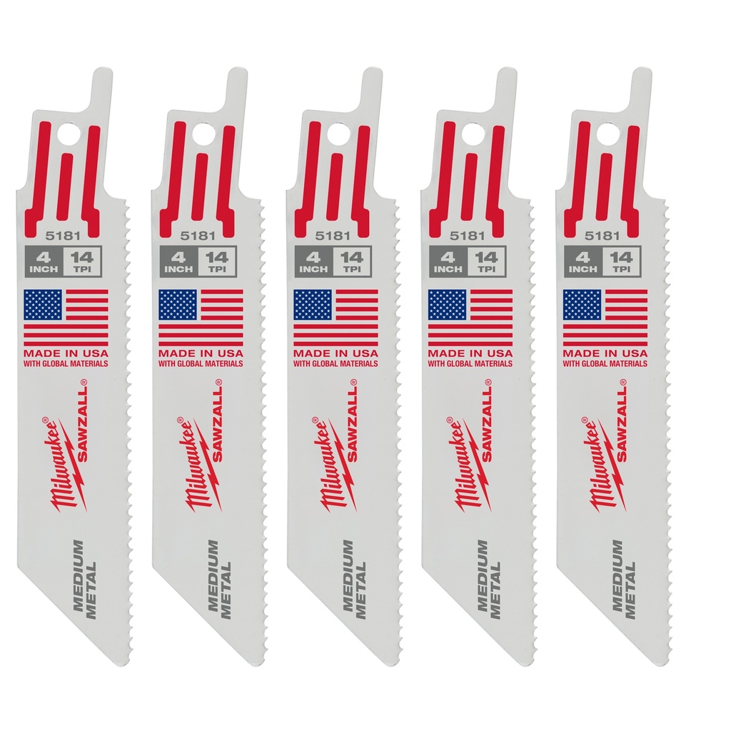 Milwaukee 48-00-5181 4" 14 TPI SAWZALL® Blade for Medium Metal (5 PK)