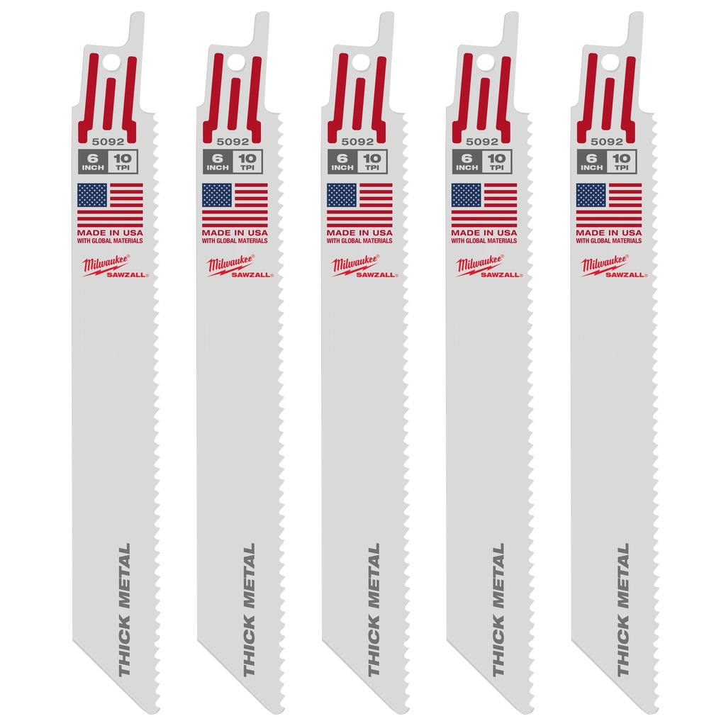 Milwaukee 48-00-5092 6" 10 TPI SAWZALL® Blade for Thick Metal (5 PK)