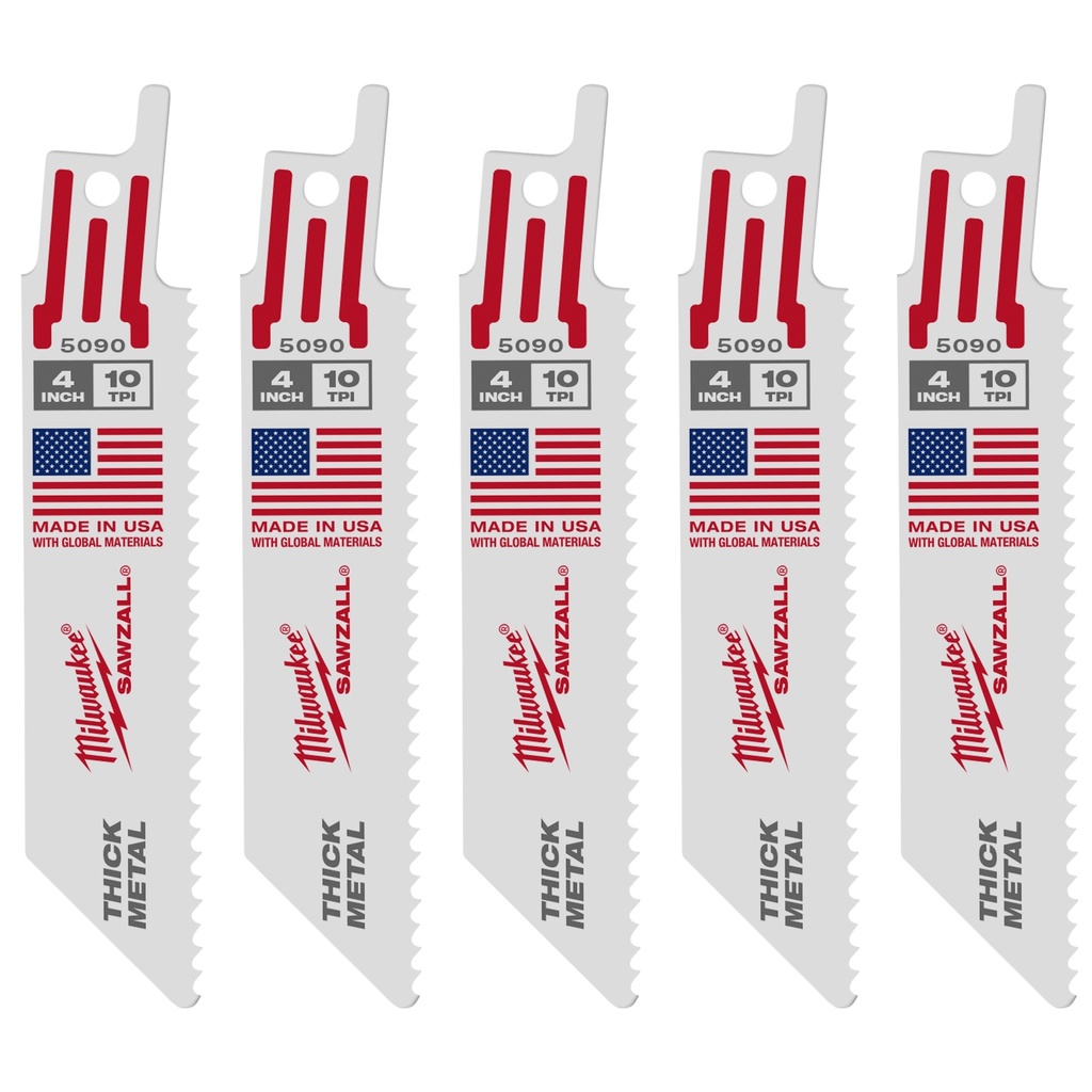 Milwaukee 48-00-5090 4" 10 TPI SAWZALL® Blade for Thick Metal (5 PK)