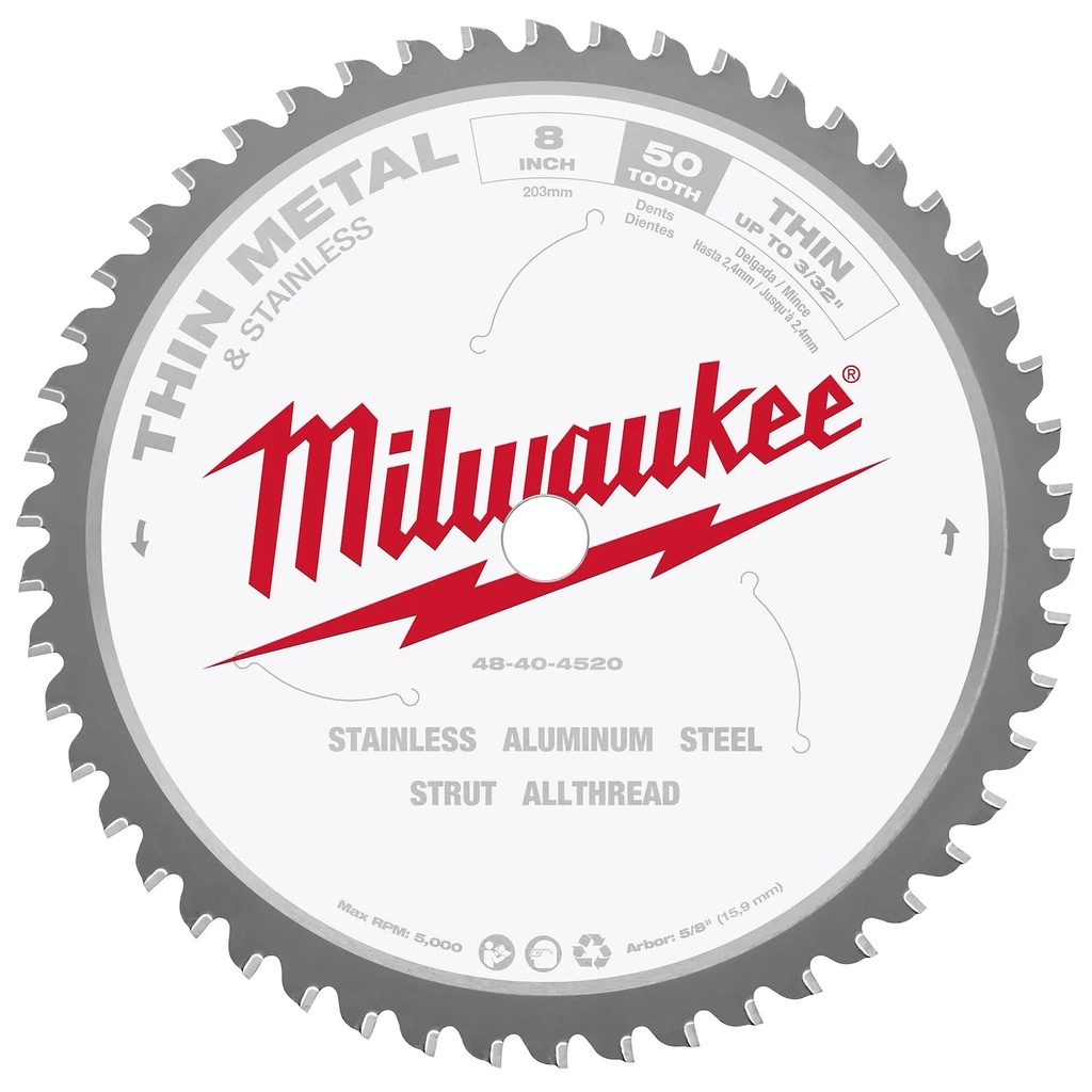 Milwaukee 48-40-4520 8" Thin Metal & Stainless Cutting Circular Saw Blade