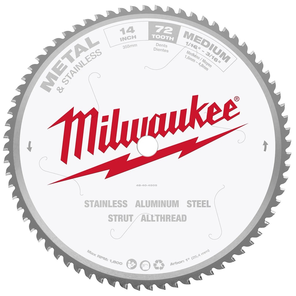 Milwaukee 48-40-4505 14" Metal & Stainless Cutting Circular Saw Blade
