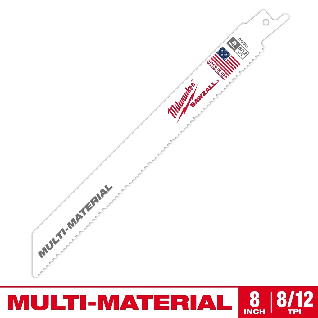 Milwaukee 48-01-2093 8" 8/12 TPI SAWZALL® Blade for Multi-Material (25 PK)