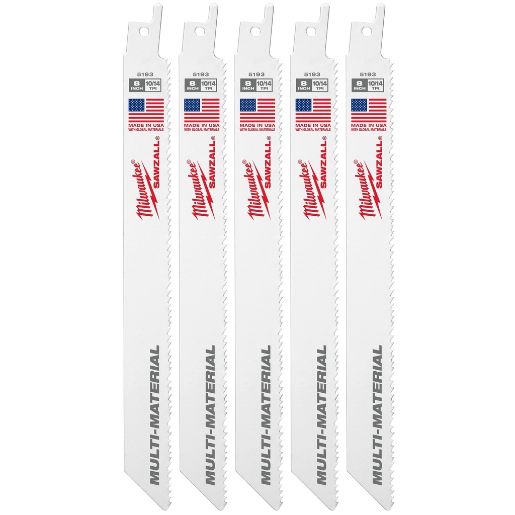 Milwaukee 48-00-5193 8" 10/14 TPI SAWZALL® Blade for Multi-Material (5 PK)