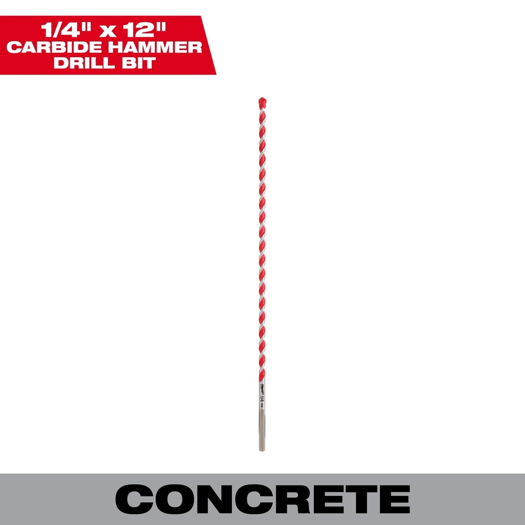 Milwaukee 48-20-9012 1/4" x 10" x 12" SHOCKWAVE™ Impact Duty Carbide Hammer Drill Bit