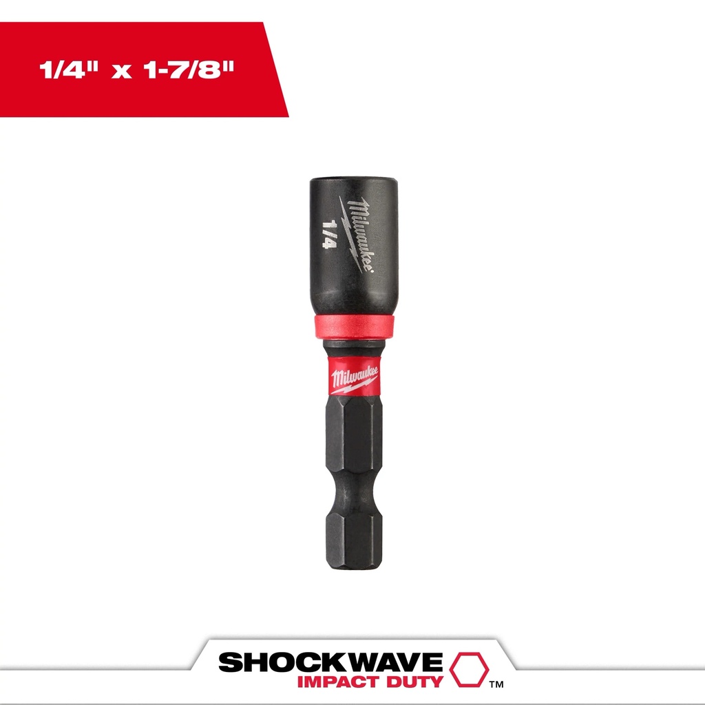 Milwaukee 49-66-4702 SHOCKWAVE™ Impact Duty 1/4” x 1-7/8” Magnetic Nut Driver Bulk 10