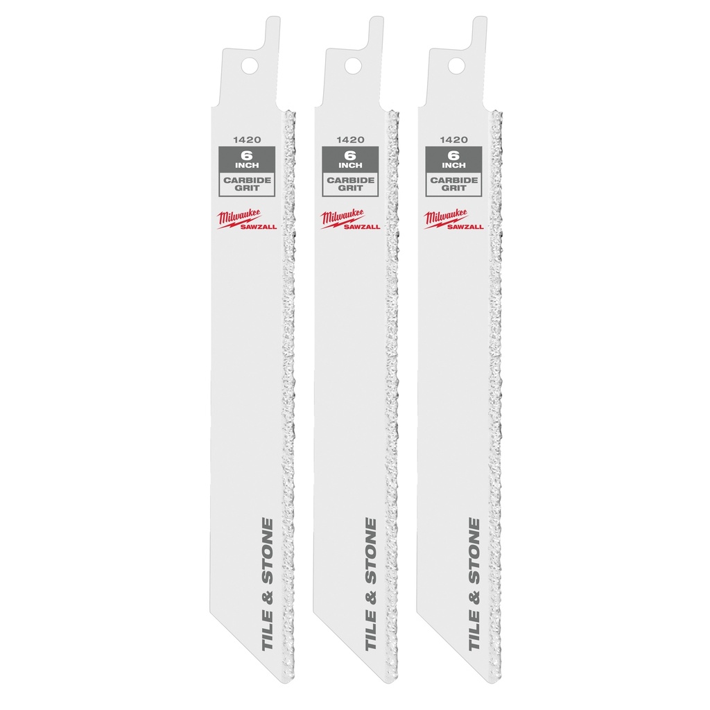 Milwaukee 48-00-1420 6" Carbide Grit SAWZALL® Blade (3 Pk)