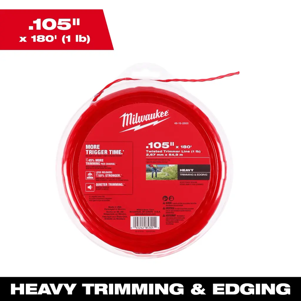 Milwaukee 49-16-2800 .105" x 180’ (1 lb.) Twisted Trimmer Line