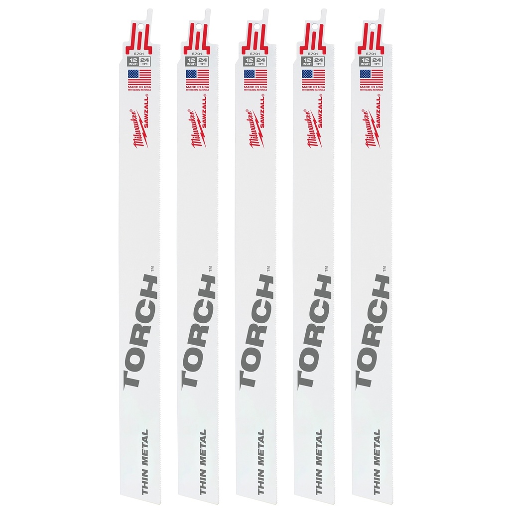 Milwaukee 48-00-5791 12" 24 TPI TORCH™ SAWZALL® Blade for Thin Metal (5 PK)