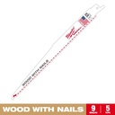 Milwaukee 48-01-2036 9" 5 TPI SAWZALL® Blade for Wood with Nails Bulk 25