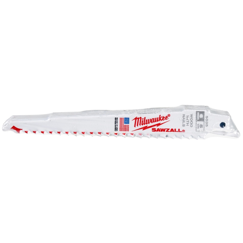Milwaukee 48-01-2035 6" 5 TPI SAWZALL® Blade for Wood with Nails Bulk 25