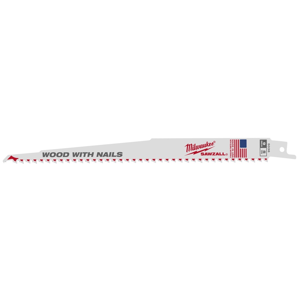 Milwaukee 48-00-5036 9" 5 TPI SAWZALL® Blade for Wood with Nails (5 PK)