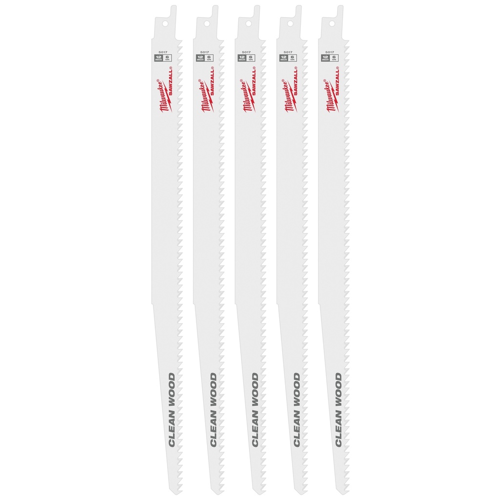Milwaukee 48-00-5017 12" 6 TPI Fleam Ground SAWZALL® Blade for Clean Wood (5 PK)