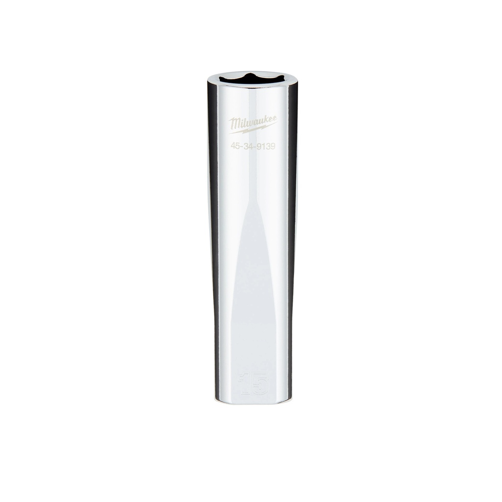 Milwaukee 45-34-9139 1/2" Drive 15MM Metric 6-Point Deep Socket with FOUR FLAT™ Sides