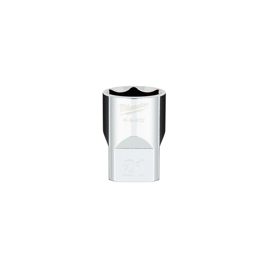 Milwaukee 45-34-9122 1/2" Drive 21MM Metric 6-Point Socket with FOUR FLAT™ Sides