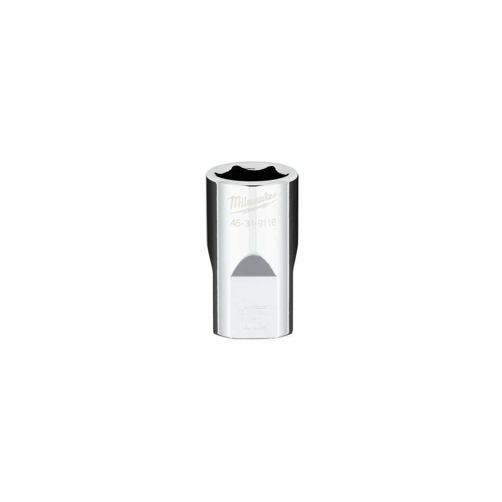 Milwaukee 45-34-9116 1/2" Drive 15MM Metric 6-Point Socket with FOUR FLAT™ Sides