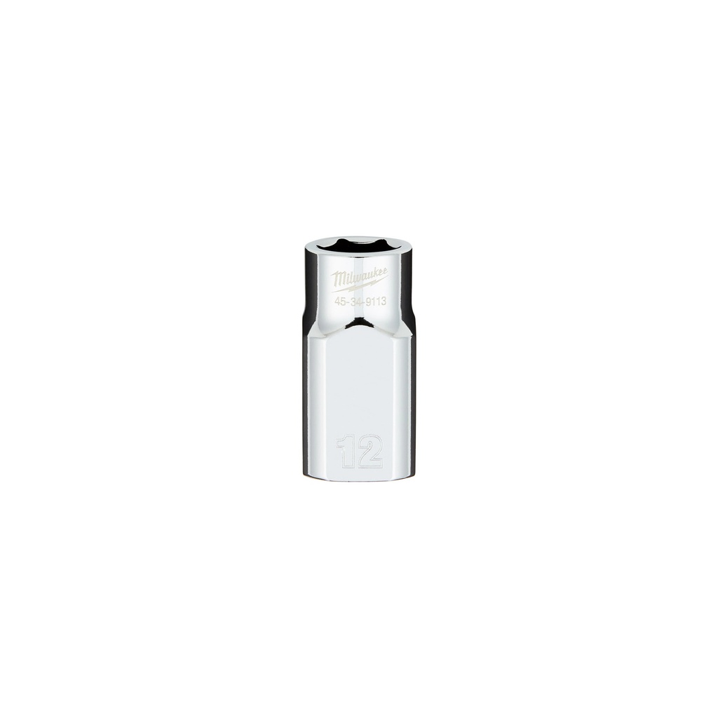 Milwaukee 45-34-9113 1/2" Drive 12MM Metric 6-Point Socket with FOUR FLAT™ Sides