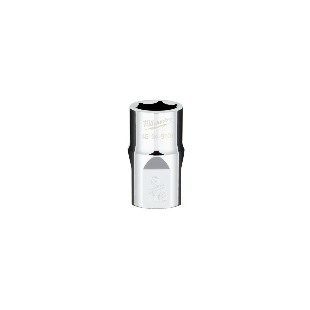 Milwaukee 45-34-9101 1/2" Drive 9/16" SAE 6-Point Socket with FOUR FLAT™ Sides
