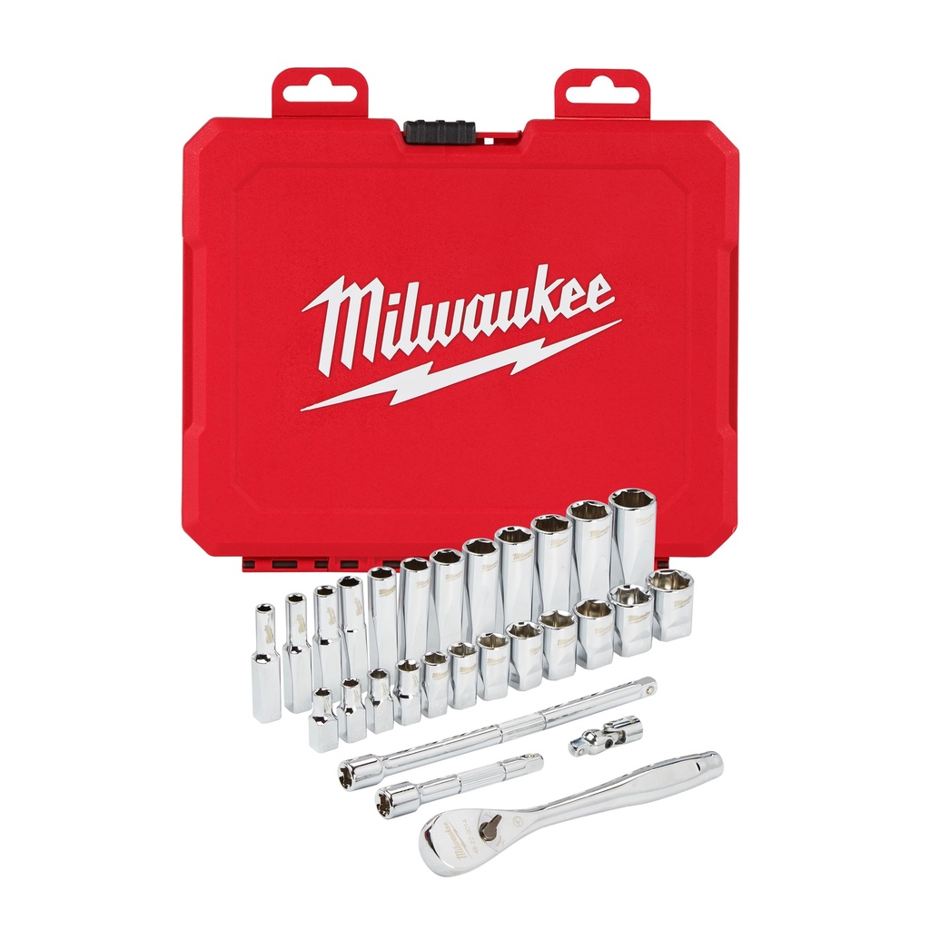 Milwaukee 48-22-9504 1/4" Drive 28pc Ratchet & Socket Set - Metric