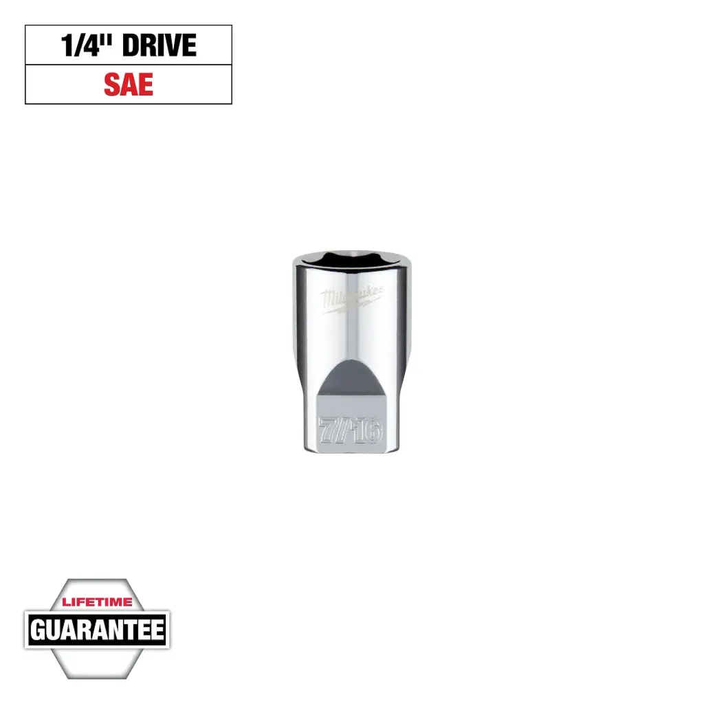 Milwaukee 45-34-9008 1/4" Drive 7/16" SAE Socket with FOUR FLAT™ Sides