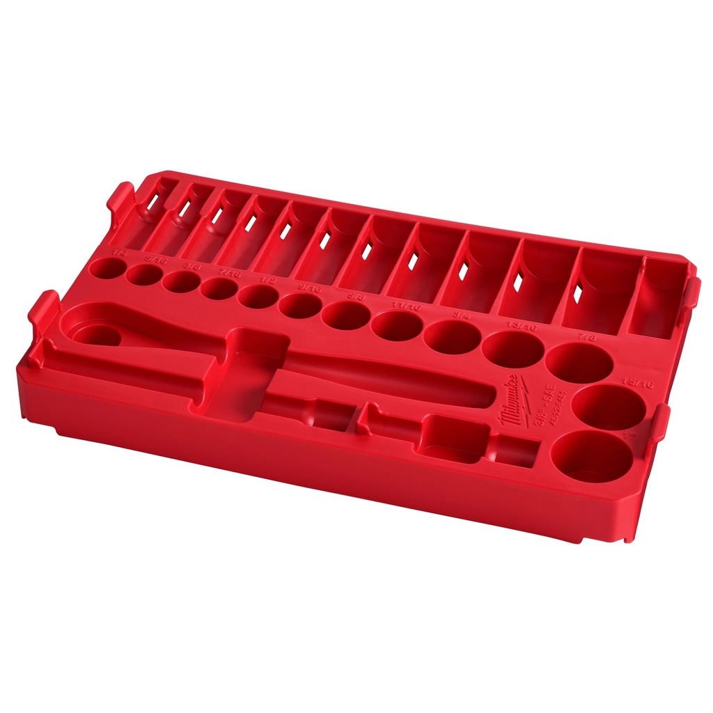 Milwaukee 48-22-9481 3/8” Drive 28pc Ratchet & Socket Set with PACKOUT™ Low-Profile Compact Organizer - SAE