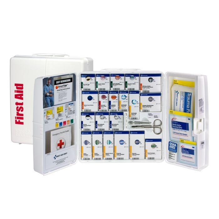 50 Person Large Plastic SmartCompliance First Aid Cabinet with Medications