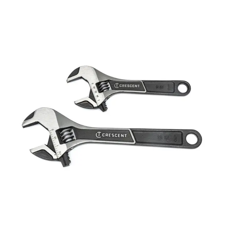 CRESCENT ADJ WRENCH, 6" 10", WIDE JAW, SET, 2PC