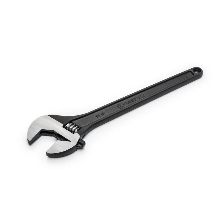 Crescent Adjustable Wrench, 15", Black, Tapered, Boxed