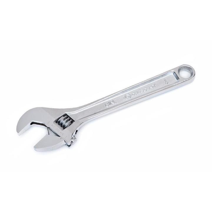 CRESCENT ADJ WRENCH, 8", CHROME, BAGGED