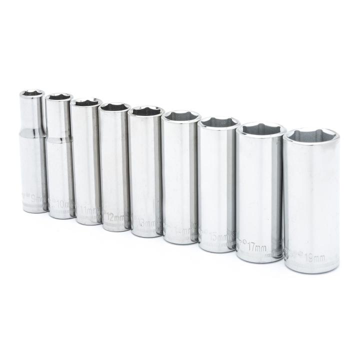 CRESCENT 3/8" Dr 6PT Deep Metric Socket Set, 9pc