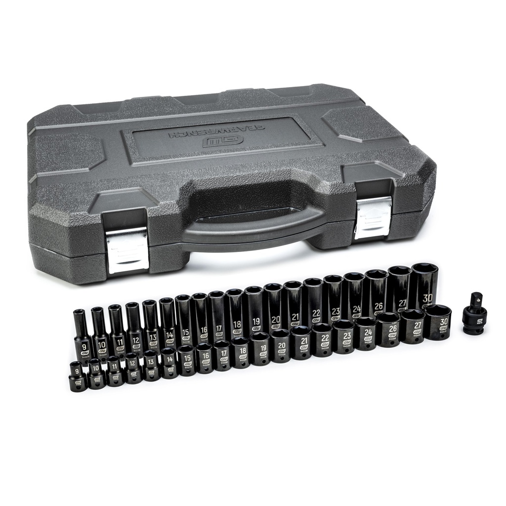 GearWrench 39 Piece 1/2" Drive 6 Point Standard and Deep Impact Metric Socket Set