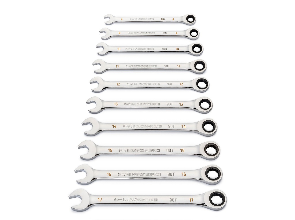 GearWrench 12 Piece 90-Tooth 12 Point Metric Combination Ratcheting Wrench Set