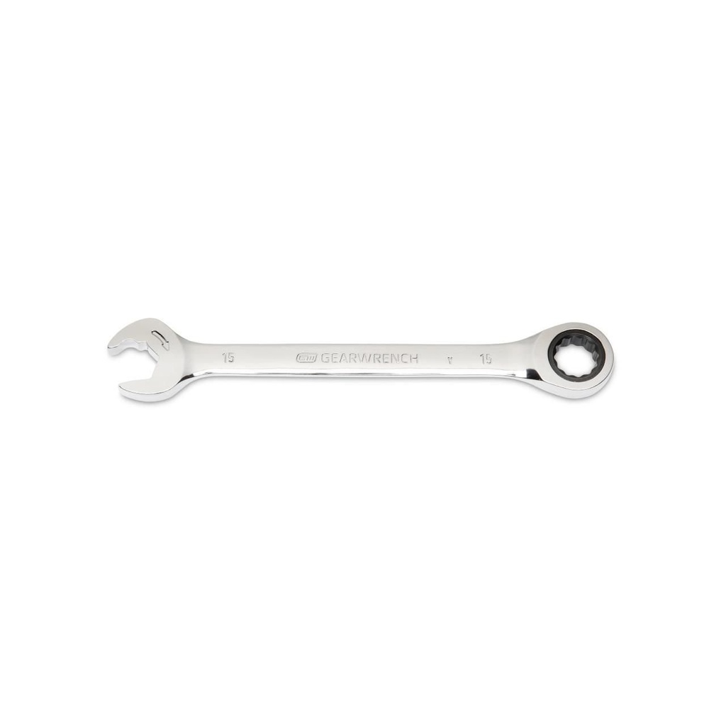 GearWrench 15mm 72-Tooth 12-PT Open End Ratcheting Combination Wrench