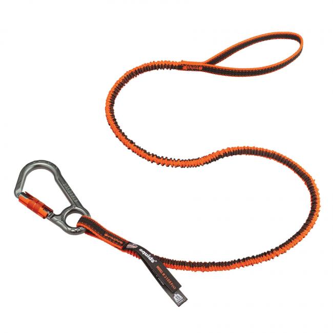 Ergodyne Squids 3108F(x) Lanyard - Locking Carabiner and Loop - 15lbs Standard Orange and Gray