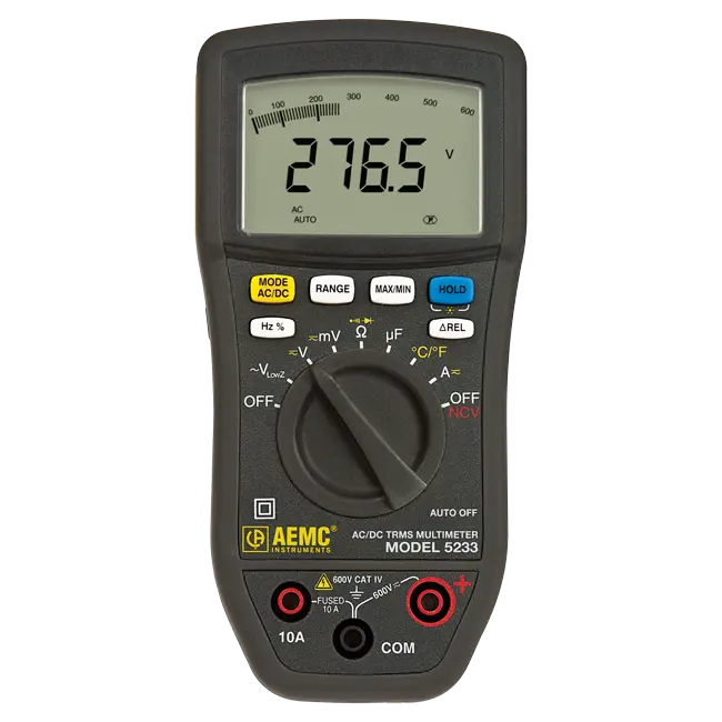 AEMC 5233 DMM Model 5233 (TRMS, 6000-cts, V, A, AC/DC, Cap, Ohm, T, NCV) (2125.65)