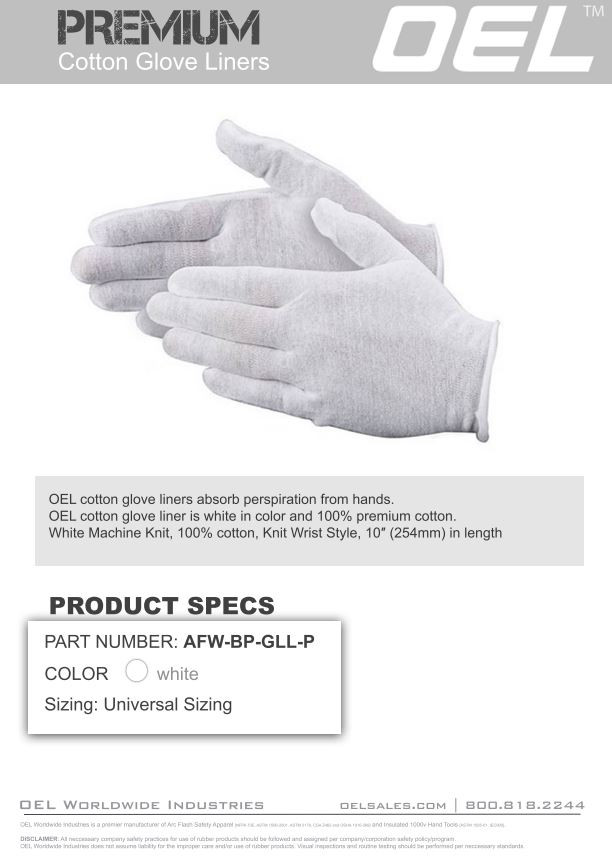 OEL Premium Cotton Glove Liner (One Size Fits Most)