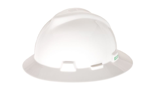 V-Gard Slotted Full-Brim Hat, White, w/Fas-Trac III Suspension