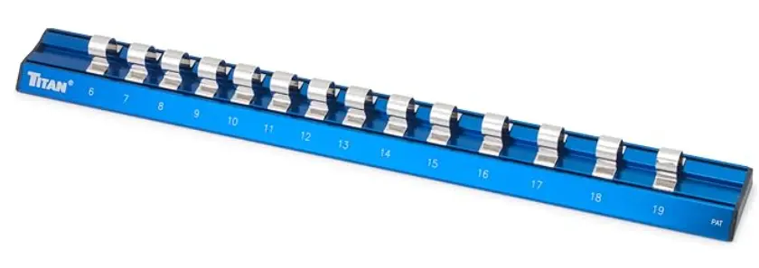 Titan 38098 3/8 in. Drive Metric Magnetic Aluminum Socket Rail