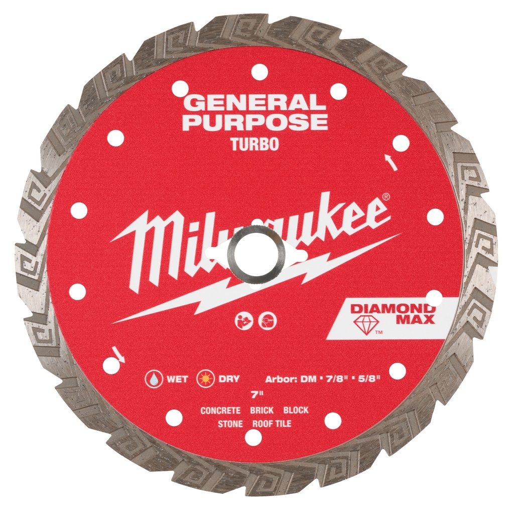 Milwaukee 49-93-9107 7" DIAMOND MAX™ Turbo, General Purpose Diamond Blade